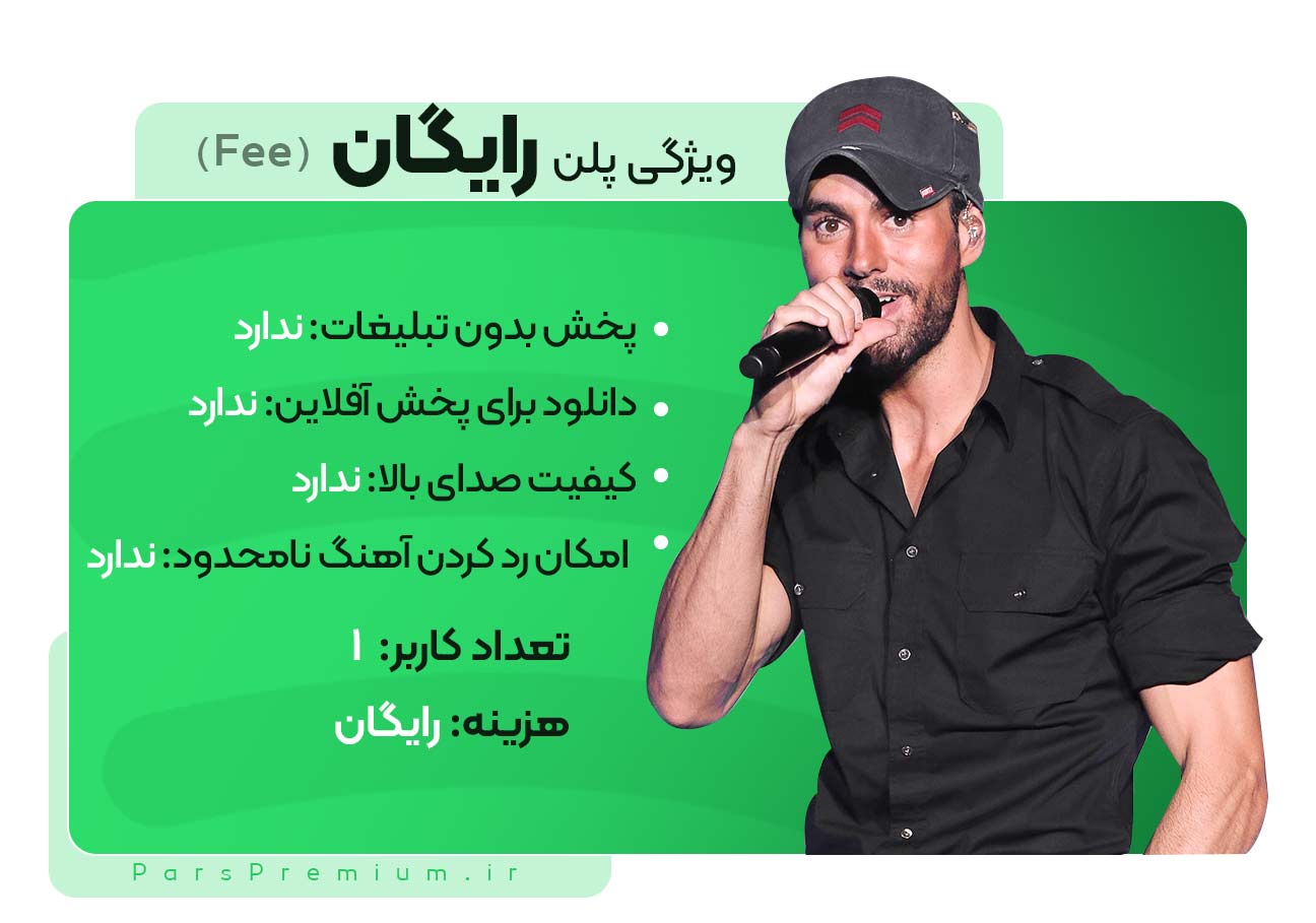 ویژگی های پلن رایگان Free اسپاتیفای